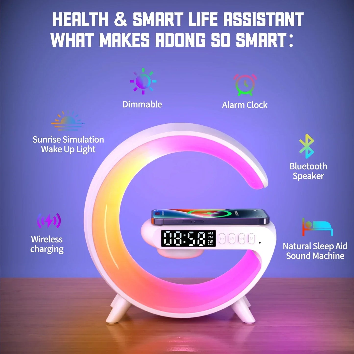 Multifunction Bluetooth Speaker Night Light 15W Wireless Charger Stand