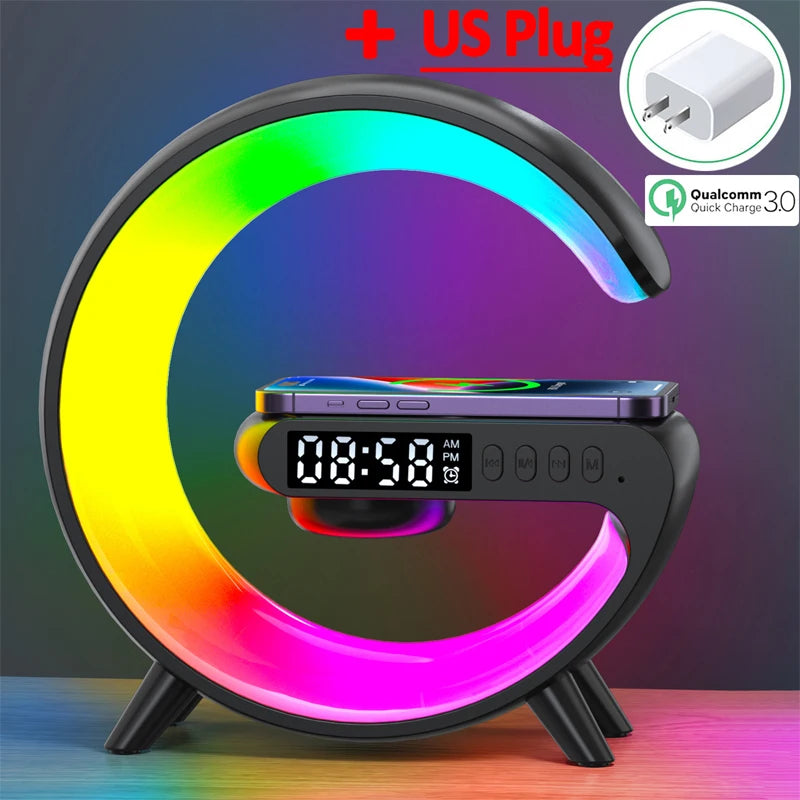 Multifunction Bluetooth Speaker Night Light 15W Wireless Charger Stand