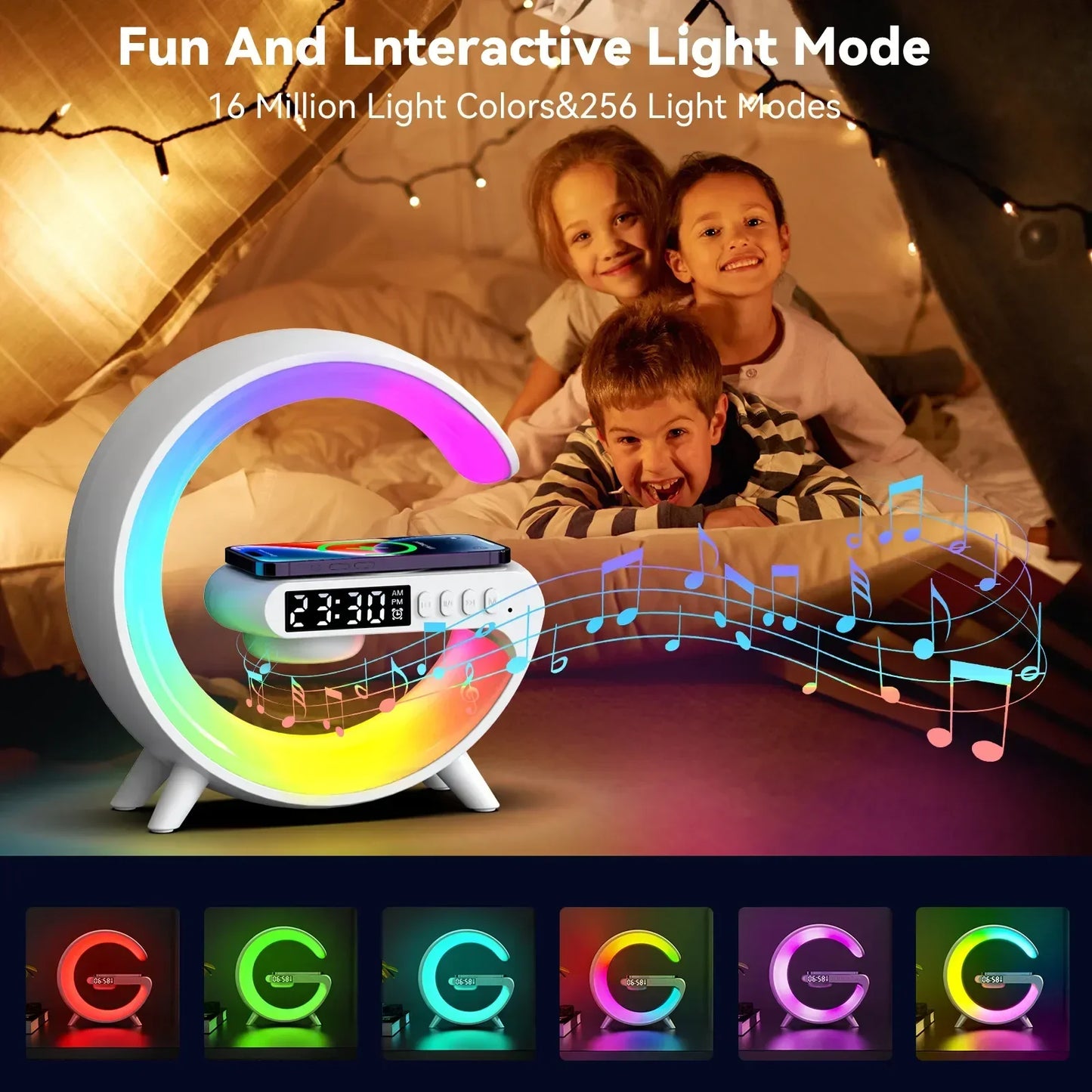 Multifunction Bluetooth Speaker Night Light 15W Wireless Charger Stand